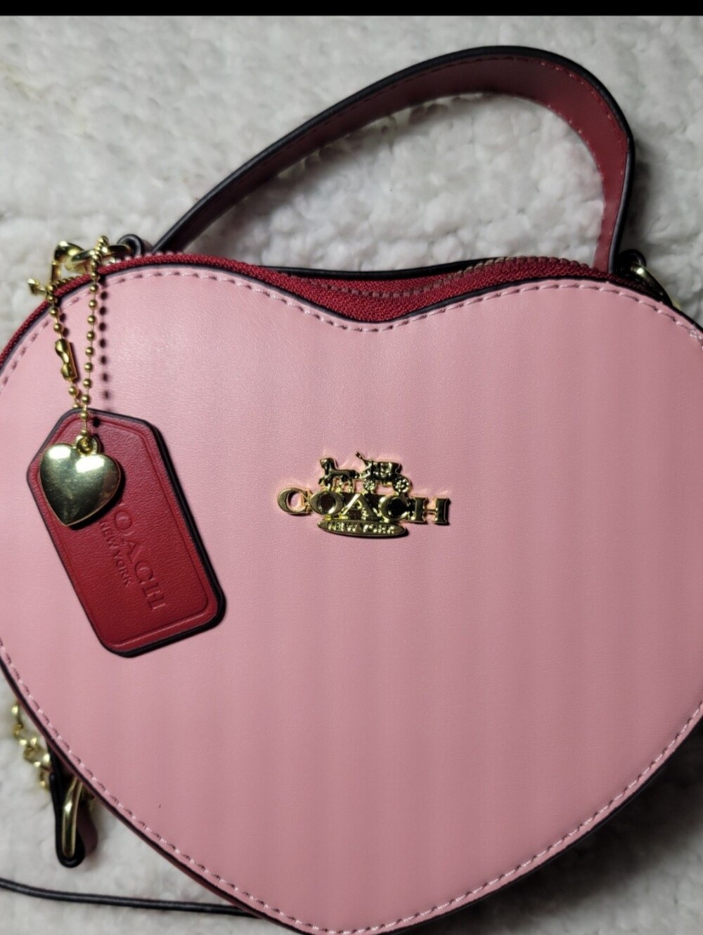 Pink Heart Shaped Cross Body Bag